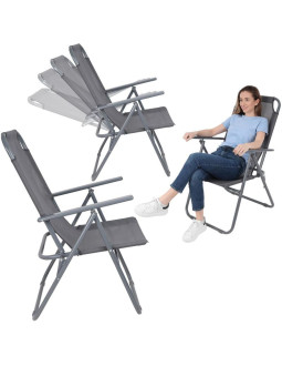 Krzesło turystyczne z podłokietnikami 61x66x65-108cm składane ciemno szare enero camp - ii gatunek
