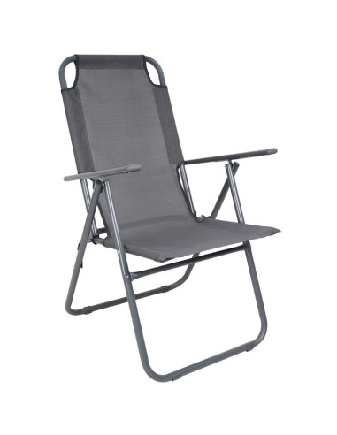 Krzesło turystyczne z podłokietnikami 61x66x65-108cm składane ciemno szare enero camp - ii gatunek