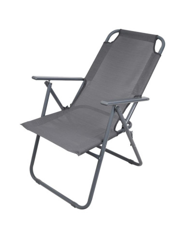 Krzesło turystyczne z podłokietnikami 61x66x65-108cm składane ciemno szare enero camp - ii gatunek