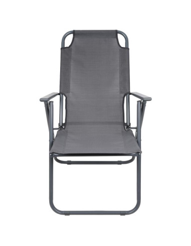 Krzesło turystyczne z podłokietnikami 61x66x65-108cm składane ciemno szare enero camp - ii gatunek