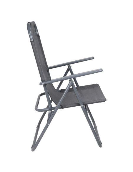 Krzesło turystyczne z podłokietnikami 61x66x65-108cm składane ciemno szare enero camp - ii gatunek
