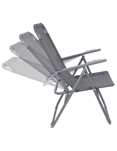 Krzesło turystyczne z podłokietnikami 61x66x65-108cm składane ciemno szare enero camp - ii gatunek