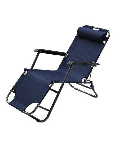 Fotel wielopozycyjny level z zagłówkiem granatowy