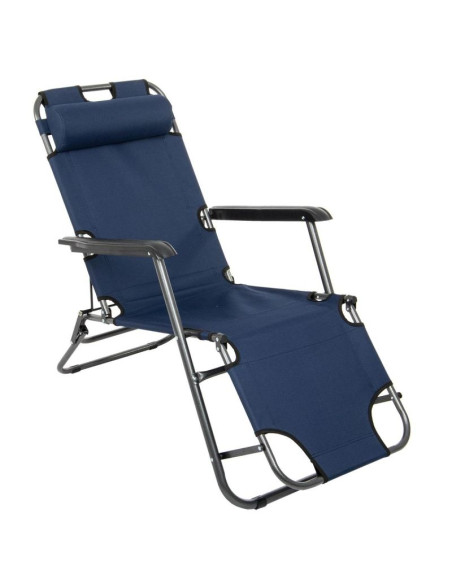 Fotel wielopozycyjny level z zagłówkiem granatowy