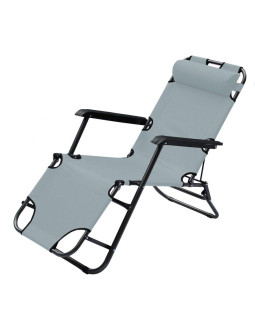 Fotel wielopozycyjny level z zagłówkiem szary