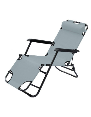 Fotel wielopozycyjny level z zagłówkiem szary