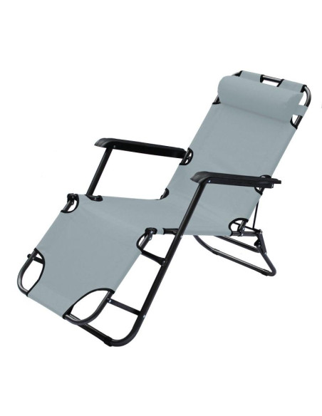 Fotel wielopozycyjny level z zagłówkiem szary