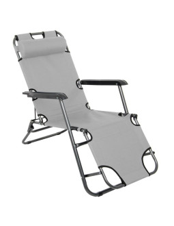 Fotel wielopozycyjny level z zagłówkiem szary 2