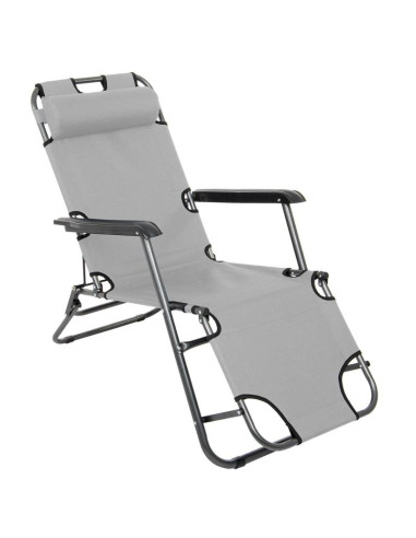 Fotel wielopozycyjny level z zagłówkiem szary