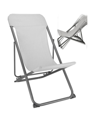 Leżak składany stalowy textilene szary