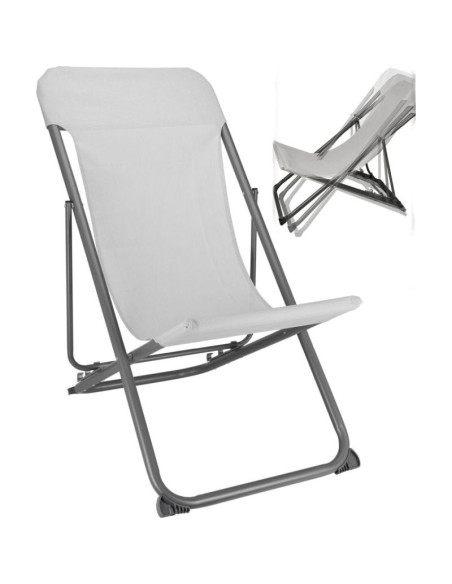 Leżak składany stalowy textilene szary