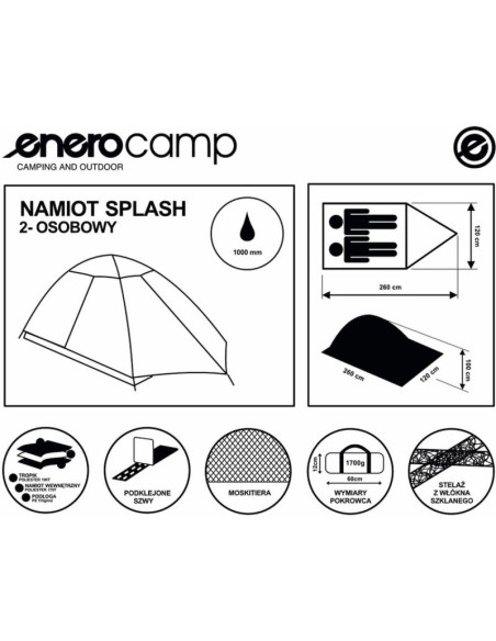 Namiot 2 osobowy splash z tropikiem enero camp
