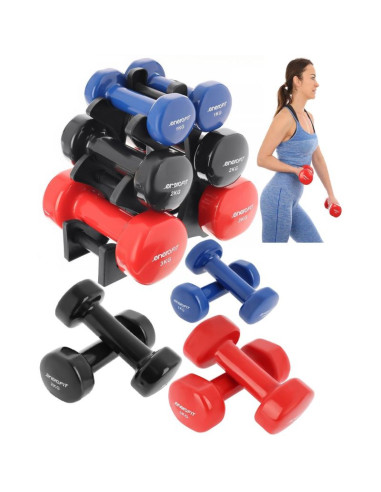 Zestaw hantli vdb 12kg stojak choinka enero fit