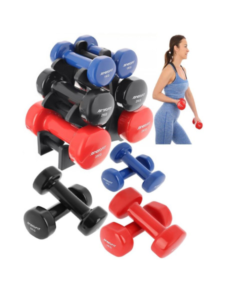 Zestaw hantli vdb 12kg stojak choinka enero fit