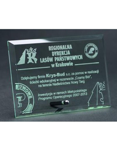 Trofeum szklane grawerowane