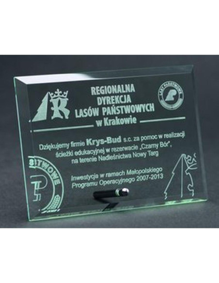 Trofeum szklane grawerowane