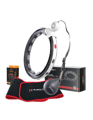 Zestaw hula hop magnetyczny black hhm15 z licznikiem hms + pas wyszczuplający br163 red