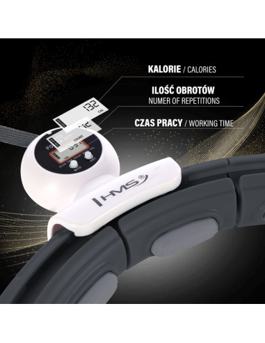 Zestaw hula hop magnetyczny black hhm15 z licznikiem hms + pas wyszczuplający br163 red