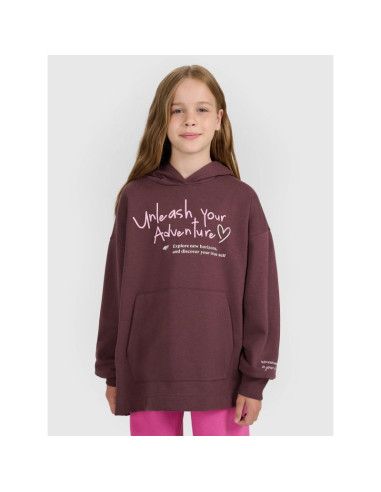 Bluza dresowa oversize nierozpinana z kapturem dziewczęca 4f 4fjraw25tswsf2429-51s