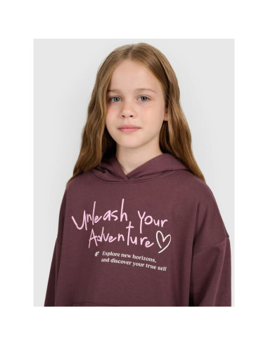 Bluza dresowa oversize nierozpinana z kapturem dziewczęca 4f 4fjraw25tswsf2429-51s