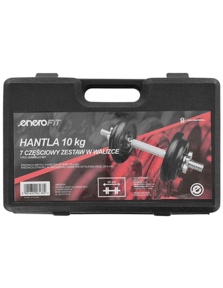 Hantla żeliwna 10 kg walizka enero fit