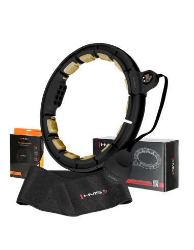 Zestaw hula hop magnetyczny black/gold hhm13 z licznikiem hms + pas wyszczupłający br163 black