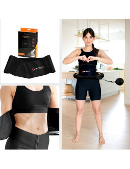 Zestaw hula hop magnetyczny black/gold hhm13 z licznikiem hms + pas wyszczupłający br163 black 2