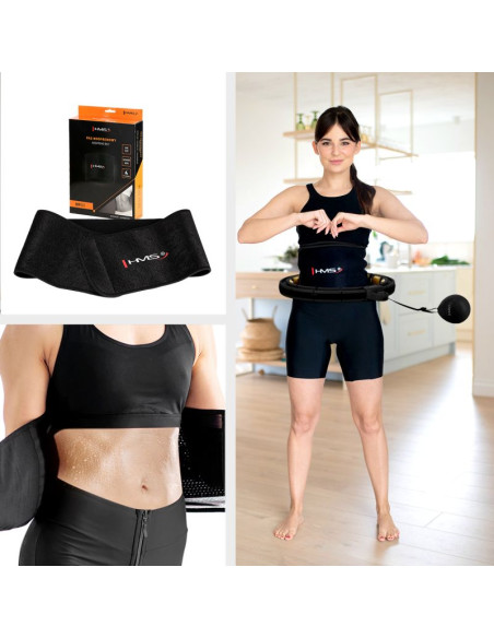 Zestaw hula hop magnetyczny black/gold hhm13 z licznikiem hms + pas wyszczupłający br163 black