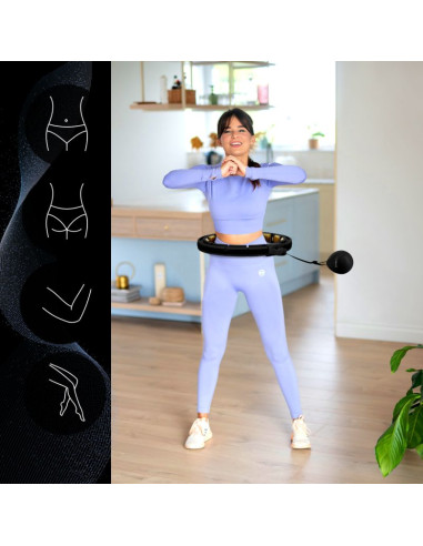 Zestaw hula hop magnetyczny black/gold hhm13 z licznikiem hms + pas wyszczupłający br163 black