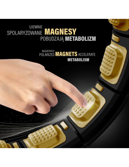 Zestaw hula hop magnetyczny black/gold hhm13 z licznikiem hms + pas wyszczupłający br163 black