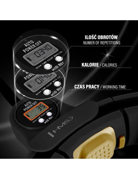 Zestaw hula hop magnetyczny black/gold hhm13 z licznikiem hms + pas wyszczupłający br163 black