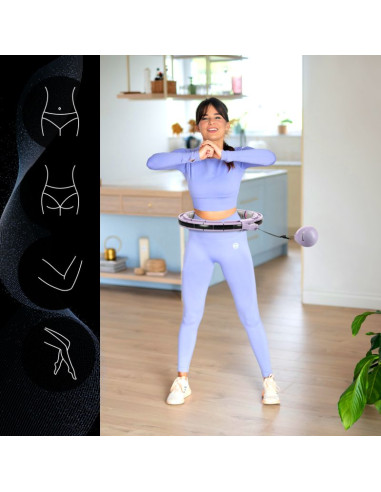 Zestaw hula hop magnetyczny violet hhm13 z licznikiem hms + pas wyszczuplający br163 black