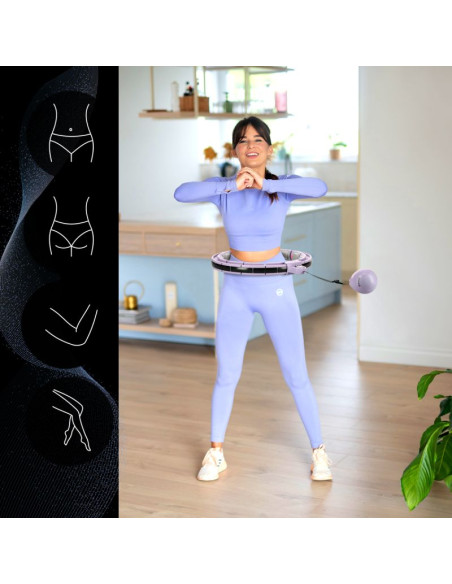 Zestaw hula hop magnetyczny violet hhm13 z licznikiem hms + pas wyszczuplający br163 black