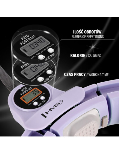 Zestaw hula hop magnetyczny violet hhm13 z licznikiem hms + pas wyszczuplający br163 black