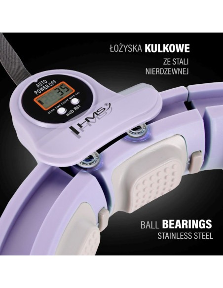 Zestaw hula hop magnetyczny violet hhm13 z licznikiem hms + pas wyszczuplający br163 black