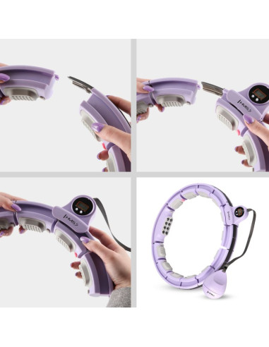 Zestaw hula hop magnetyczny violet hhm13 z licznikiem hms + pas wyszczuplający br163 black