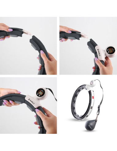 Hhm15 hula hop black z magnesem i obciążnikiem + licznik hms