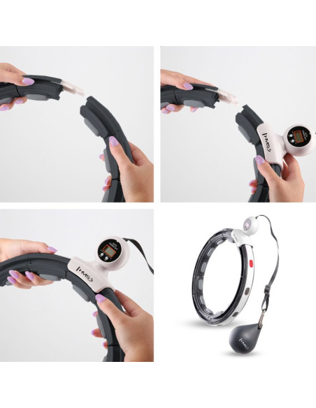 Hhm15 hula hop black z magnesem i obciążnikiem + licznik hms