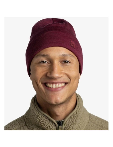 Czapka buff heavyweight merino wool loose hat solid tibetan red