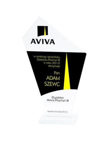 Trofeum szklane grawerowane + wypełnienie farbą