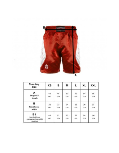 Spodenki bokserskie masters sbox-mfe czerwone xs