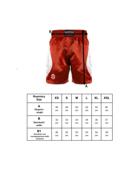 Spodenki bokserskie masters sbox-mfe czerwone xs