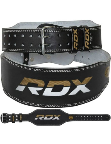 Pas kulturystyczny do ćwiczeń skórzany ze skóry 4“ złoty - rdx s