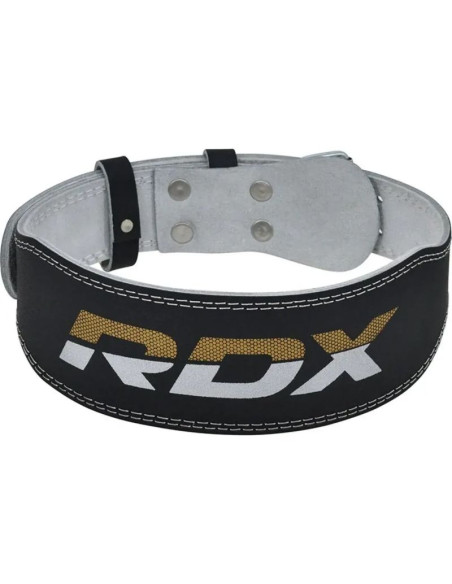 Pas kulturystyczny do ćwiczeń skórzany ze skóry 4“ złoty - rdx s