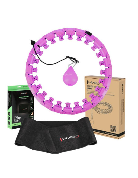 Zestaw hula hop hhw12 violet z wypustkami i obciążnikiem hms + pas br163 black plus size