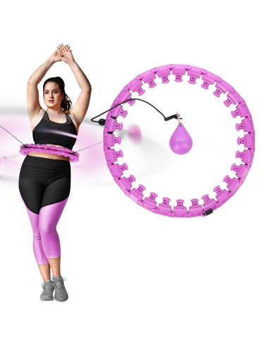 Zestaw hula hop hhw12 violet z wypustkami i obciążnikiem hms + pas br163 black plus size