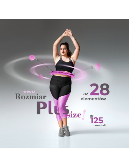 Zestaw hula hop hhw12 violet z wypustkami i obciążnikiem hms + pas br163 black plus size