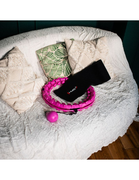 Zestaw hula hop hhw12 violet z wypustkami i obciążnikiem hms + pas br163 black plus size