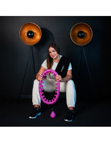 Zestaw hula hop hhw12 violet z wypustkami i obciążnikiem hms + pas br163 black plus size