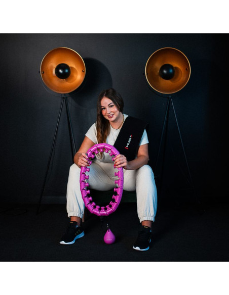 Zestaw hula hop hhw12 violet z wypustkami i obciążnikiem hms + pas br163 black plus size